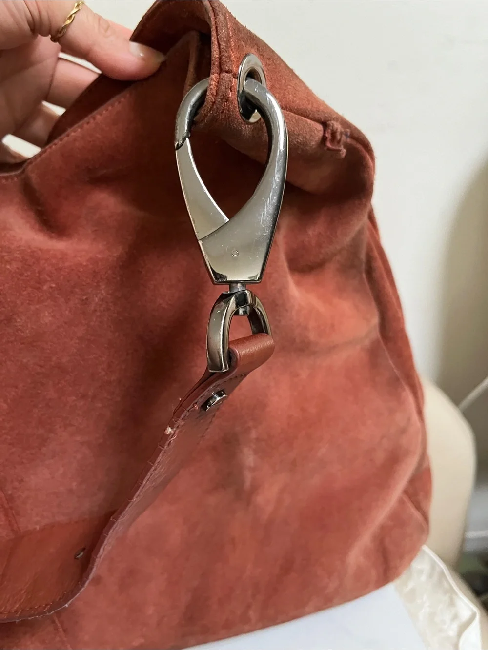 Kenneth Cole Vintage Rust Suede Hobo Shoulder Bag